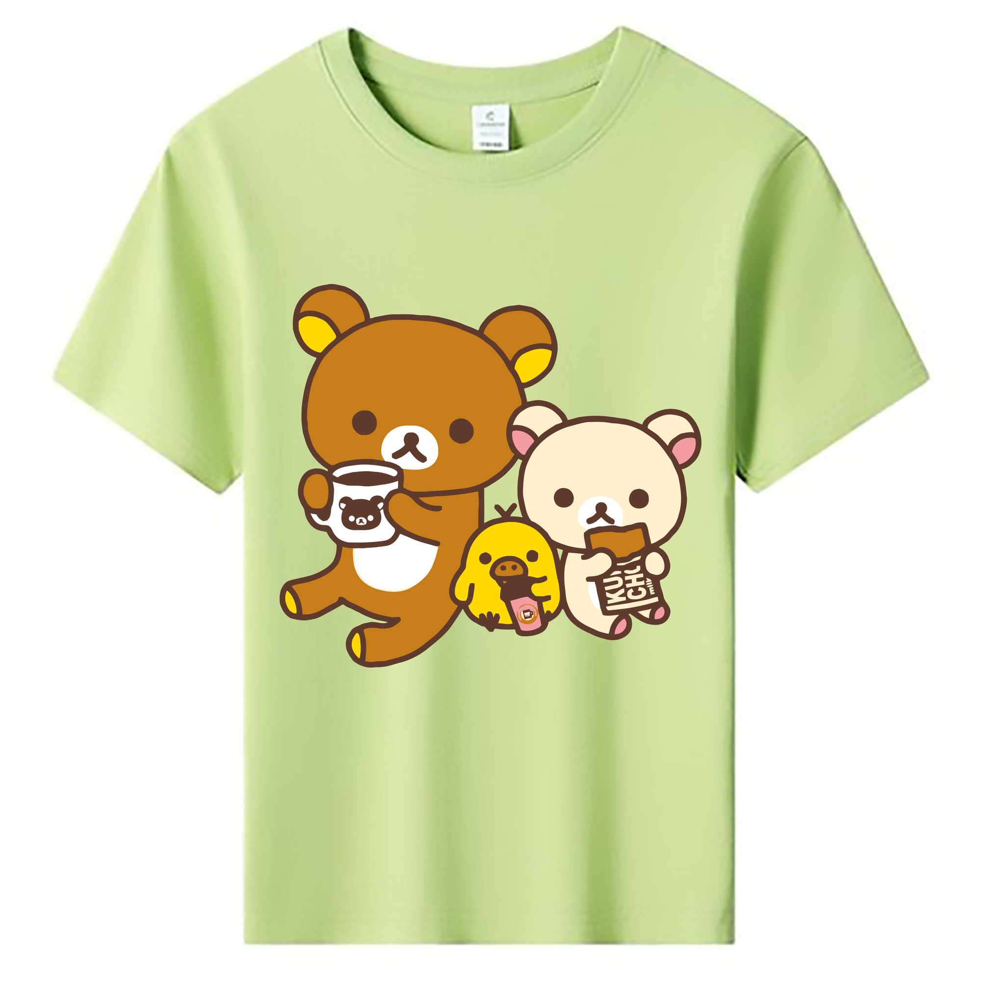 （画像用） リラックマ リラックマ キイロイトリ Rilakkuma Korilakkuma Kiiroitori 綿100％キッズTシャツ（フロントプリント）